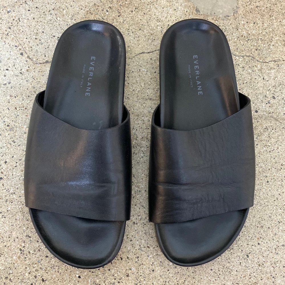 Everlane Black Leather Slide Sandals